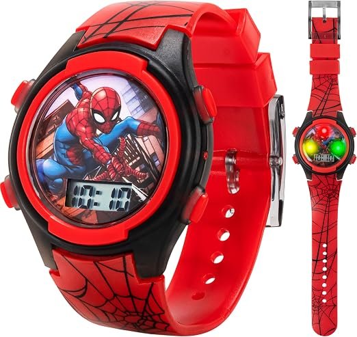 Marvel Spider-Man Kids Watches – Digital Display, Interactive Features, Adjustable Strap, Vibrant Spider-Man Graphics, Durable for Active Kids